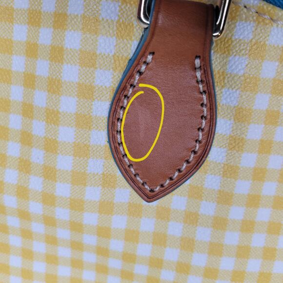Dooney & Bourke medium handbag yellow gingham checked spring preppy fun satchel - Picture 4 of 16